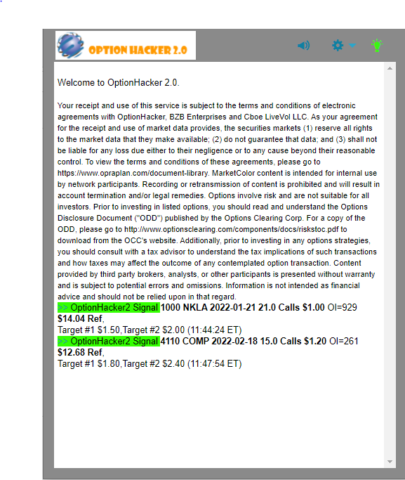 OptionHacker 2.0 daily recap