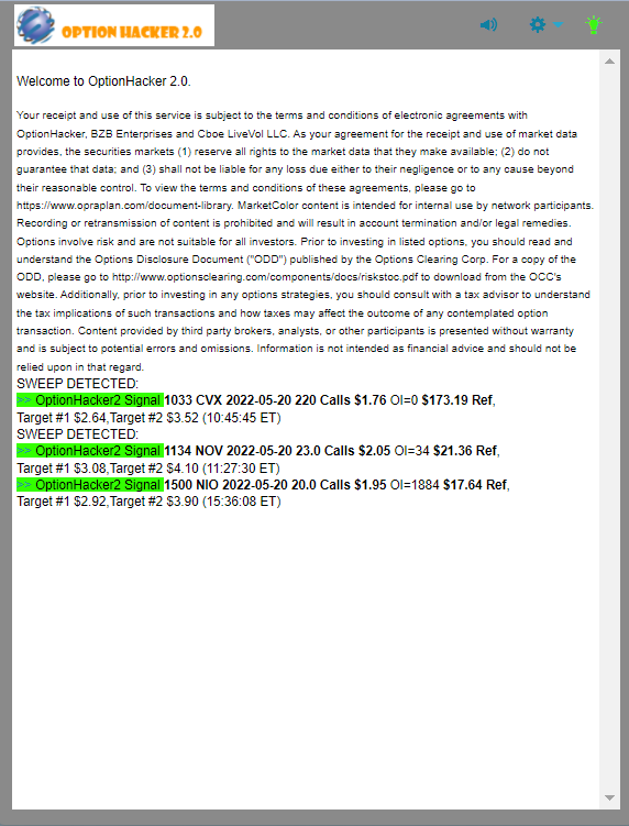 OptionHacker 2.0 daily recap