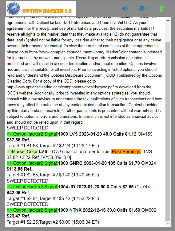 OptionHacker 2.0 daily recap