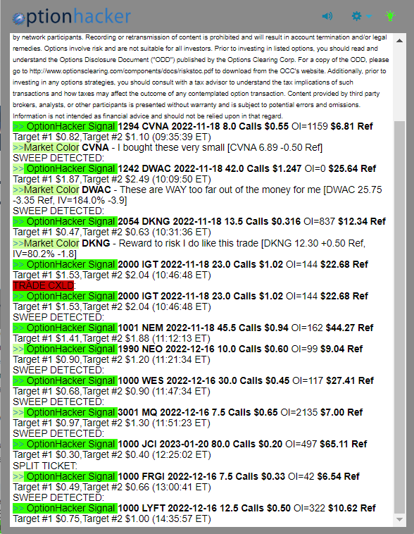 OptionHacker daily recap