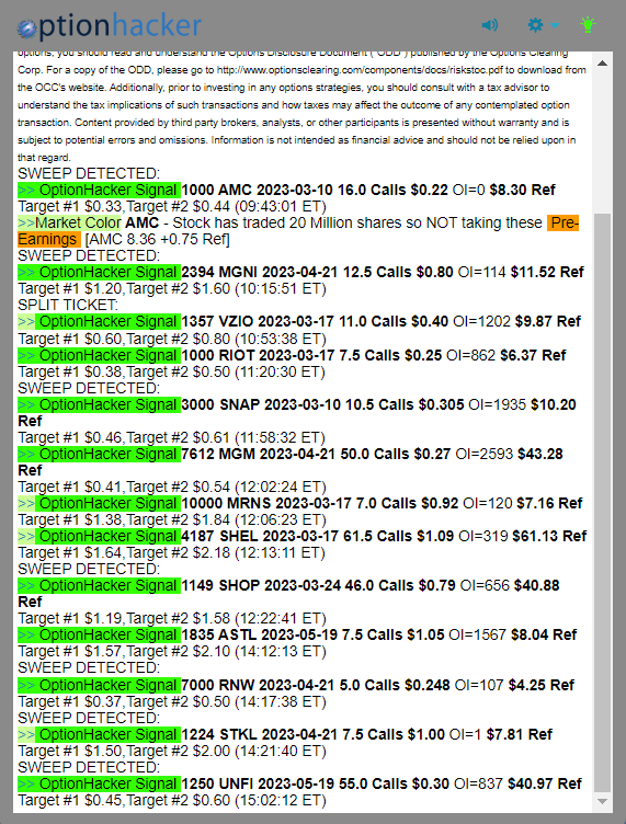 OptionHacker daily recap