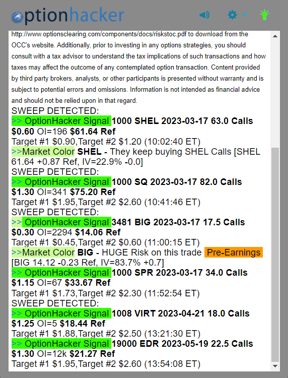 OptionHacker daily recap