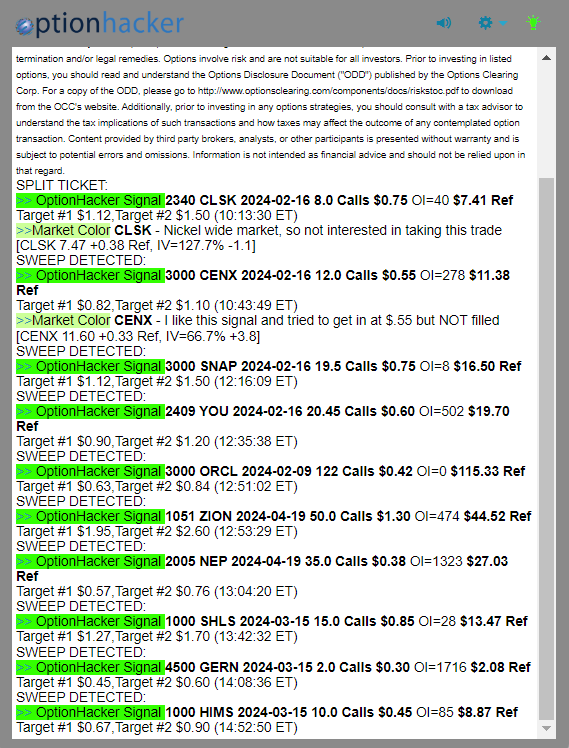 OptionHacker daily recap