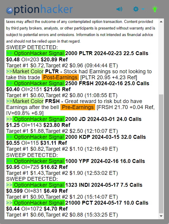 OptionHacker daily recap