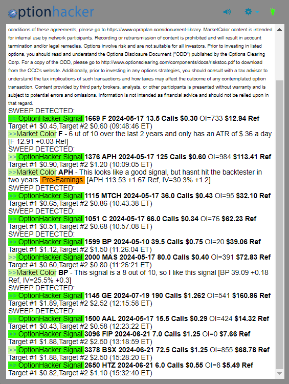 OptionHacker daily recap