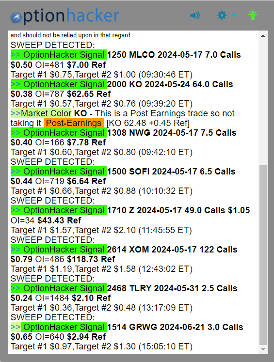 OptionHacker daily recap