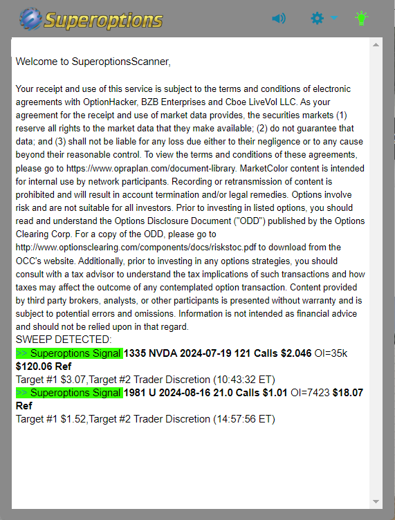 Superoptions Daily Recap