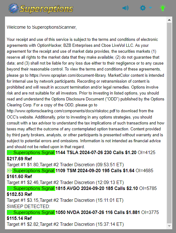 Superoptions Daily Recap