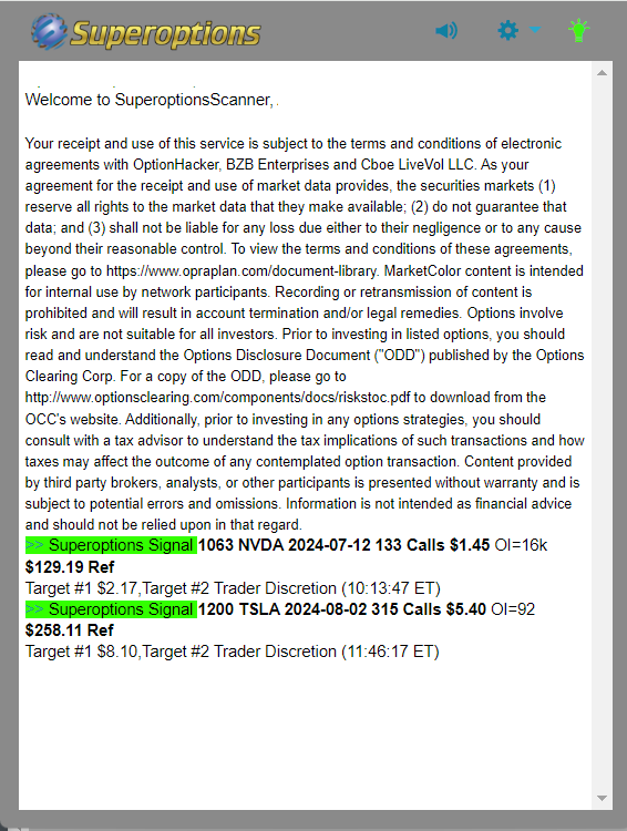 Superoptions Daily Recap