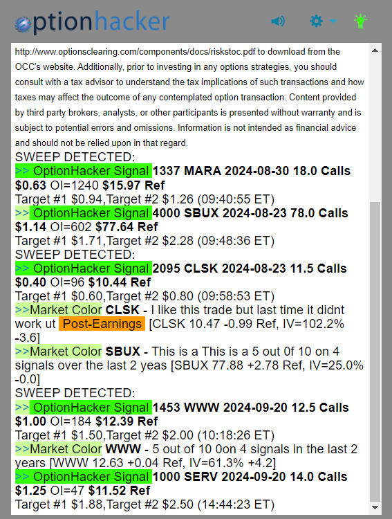 OptionHacker daily recap