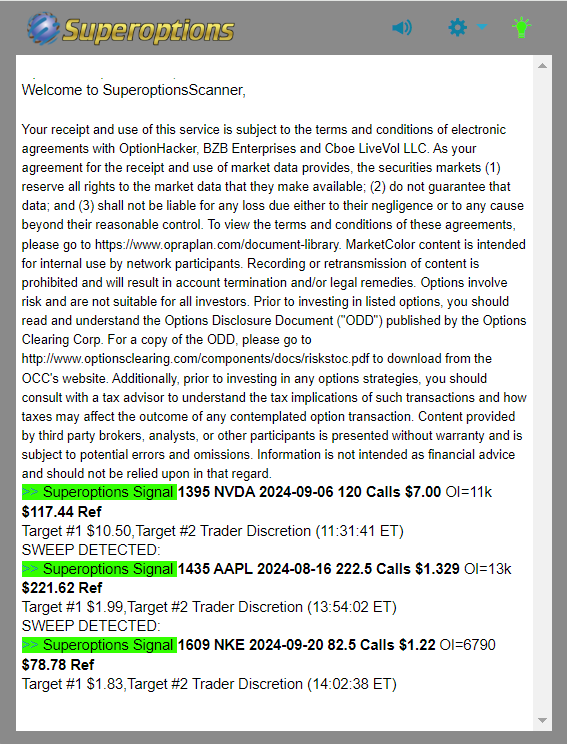 Superoptions Daily Recap