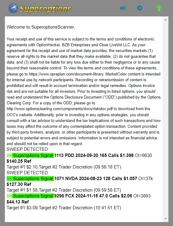 Superoptions Daily Recap