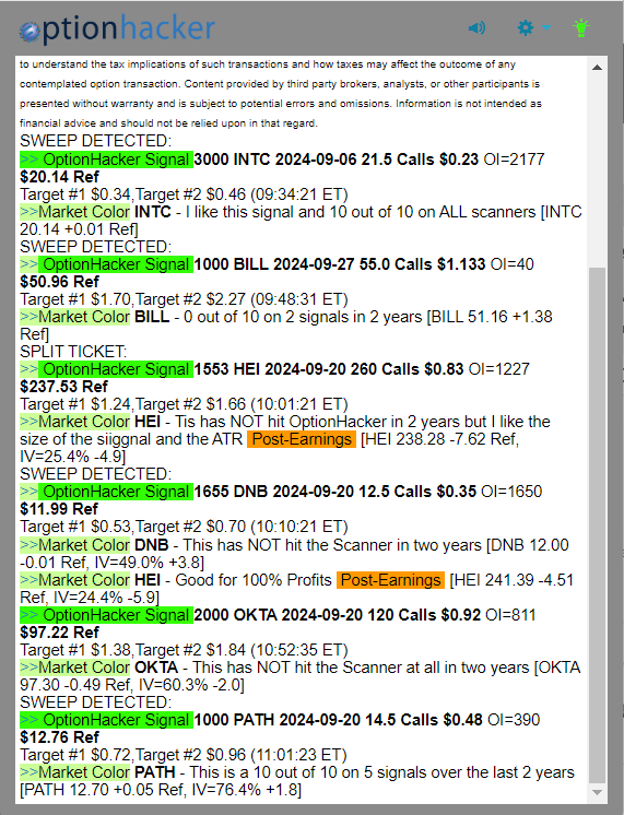 OptionHacker daily recap