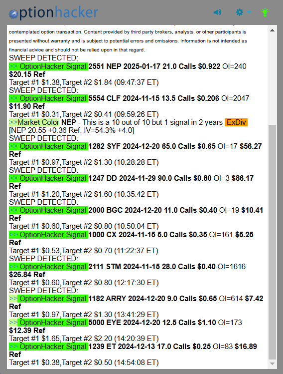 OptionHacker daily recap