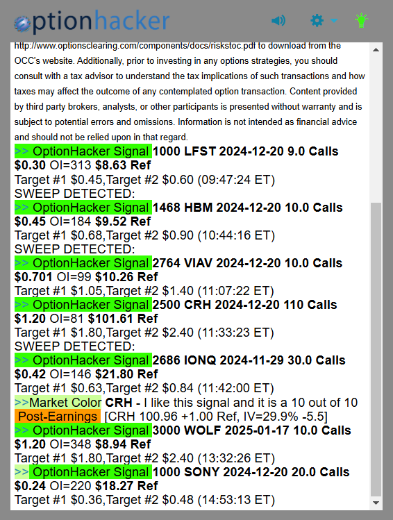 OptionHacker daily recap