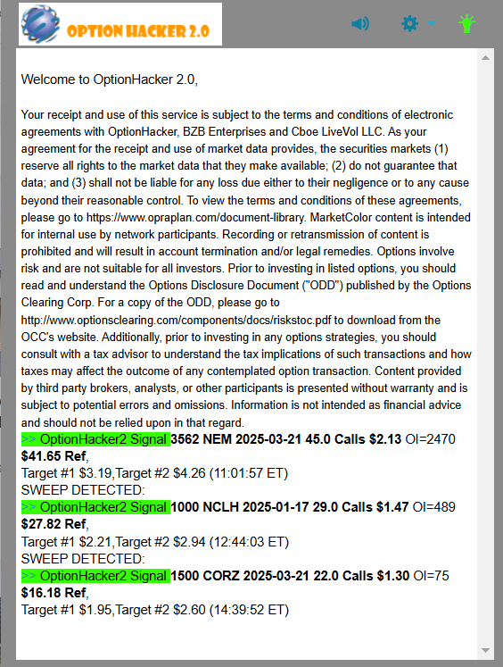 OptionHacker 2.0 daily recap