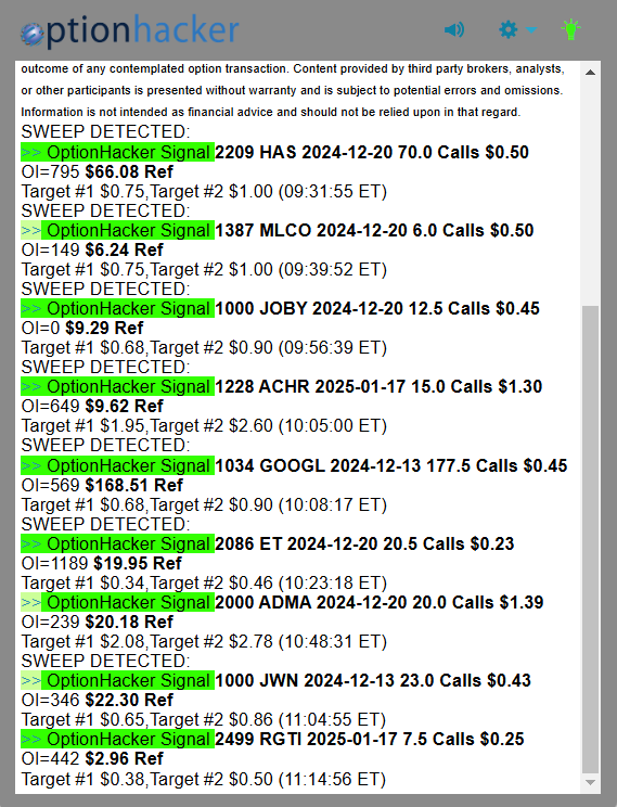 OptionHacker daily recap