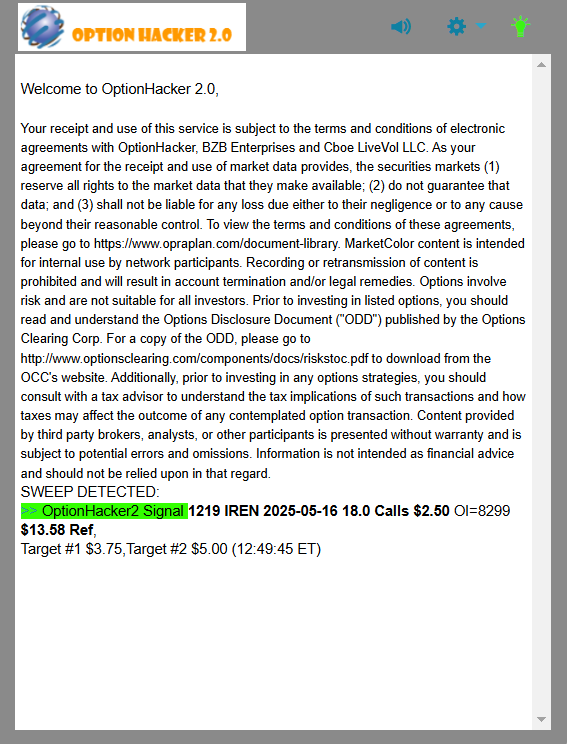 OptionHacker 2.0 daily recap