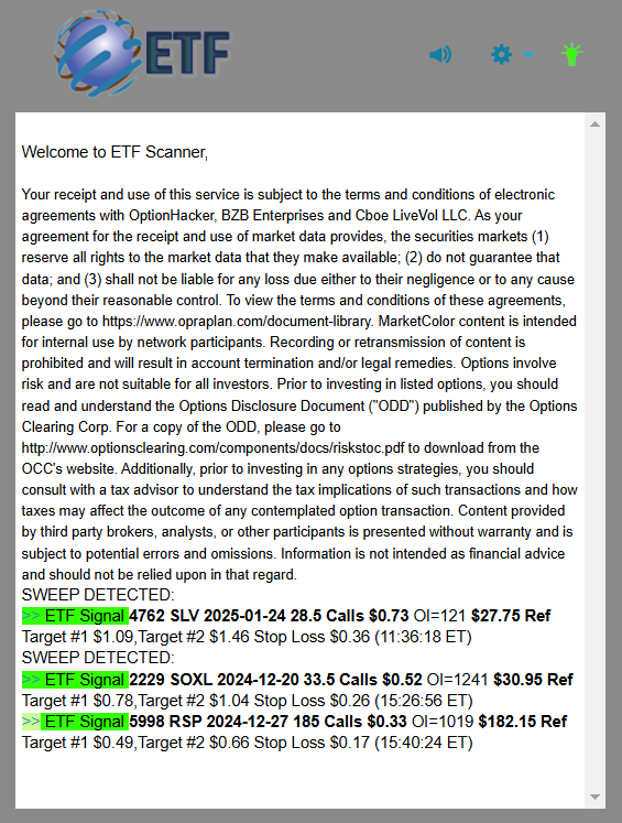 ETF Scanner daily recap