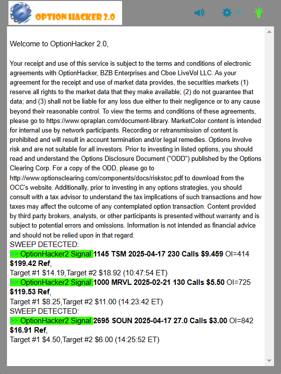OptionHacker 2.0 daily recap