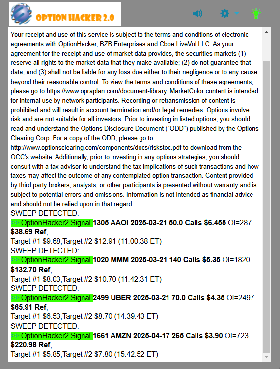 OptionHacker 2.0 daily recap