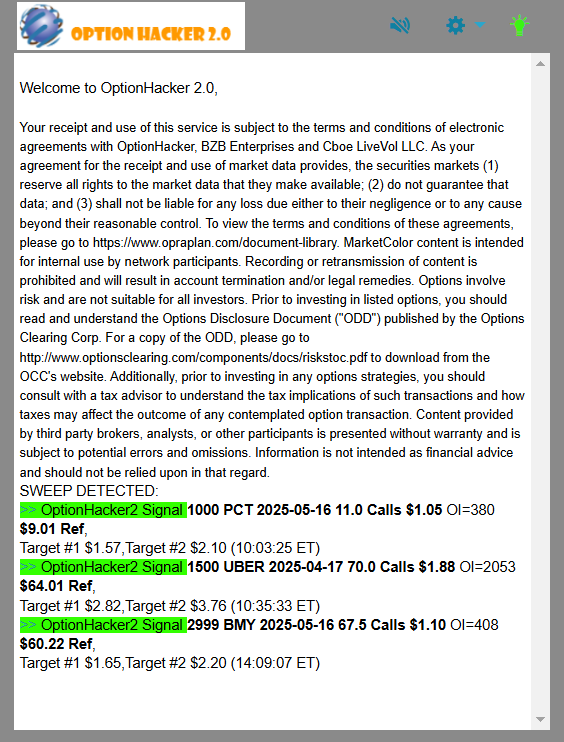 OptionHacker 2.0 daily recap