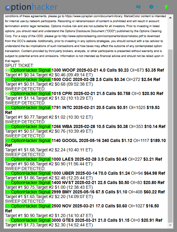 OptionHacker daily recap